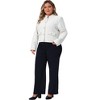 Agnes Orinda Women's Plus Size Tweed Plaid Pockets Long Sleeve Button Down Elegant Office Cropped Blazer - 3 of 4