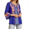Women's Split Neckline And Bell Sleeve Embroidered Top -plus - Savanna Jane - 2 of 4