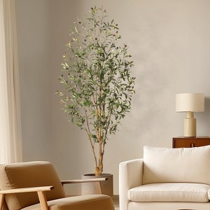 Whizmax Artificial Olive Tre, Faux Potted Plant with Realistic Trunk, Adjustable Branches & Fruits, Indoor Tropical Decor for Home & Office - 1 of 4