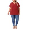 Agnes Orinda Women's Plus Size Pin Dots Notched V-Neck Dressy Trendy Fashion Casual Summer Blouses - 3 of 4