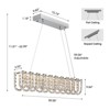Ludomide 39'' Modern Crystal LED Chandelier, Silver Rectangular Linear Pendant Light, Adjustable Hanging Chandelier Light Fixture - 3 of 4