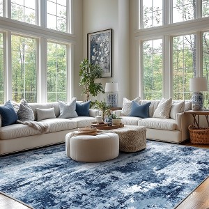 LOVEVOOK Living Room Rug Abstract Area Rugs Machine Washable Large Carpet Non-Slip Faux Wool Indoor Vintage Rugs for Bedroom, Dining Room - 1 of 4