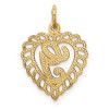 Black Bow Jewelry 14k Yellow Gold, Grace Collection, Satin Heart Initial G Pendant, 15mm - 3 of 4