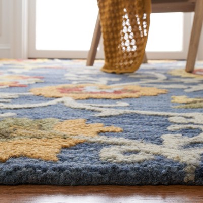 Handmade Blue Wool Tufted Square Area Rug