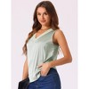 cheibear Women's V Neck Silky Satin Mesh Sleeveless Summer Basic Tank - 2 of 4