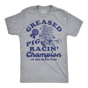 Mens Funny T Shirts Greased Pig Racin Champion Sarcastic State Fair Graphic Novelty Tee For Men - Crazy Dog Men's T Shirt for Sarcastic Gift - 1 of 4