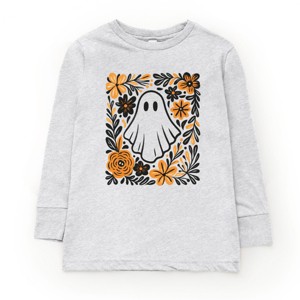 Ghost Floral Orange - Toddler Long Sleeve Graphic Tee and Youth Long Sleeve Graphic T-Shirt - 1 of 3