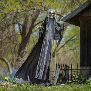 Morris Costumes 5.9 ft Animated Up & Down Skeleton Reaper Decoration - Gray - 1 of 3