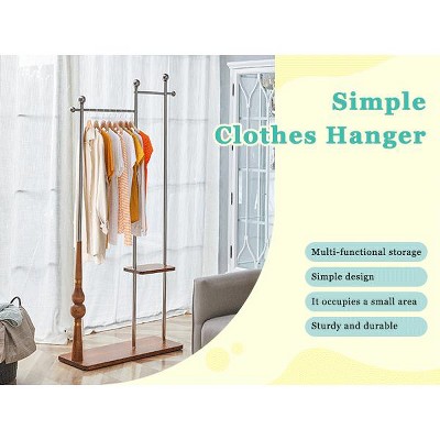 Vynxaria Solid Wood & Stainless Steel 2-Tier Storage Rack ¨C 70" Tall