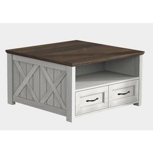Square Storage Coffee Table With 4 Drawers Grey - 1 of 4