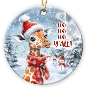 Lomsoe Giraffe Ornament Animal Ornaments for Christmas Tree Xmas Gifts for Animal Lovers Ceramic Ornaments Hanging Christmas Decor Giraffe Gift - 1 of 1