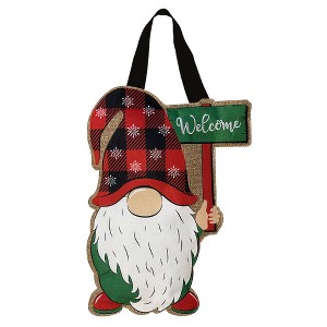 Briarwood Lane Winter Gnome Burlap Door Hanger Embroidered 13" x - 1 of 2