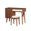 NicBex Vanity Desk Wooden Vanity with Charging Plug and USB Port, Modern Makeup Vanity with 3 Drawers, 1pc Upholstered Stool for Bedroom - 3 of 4