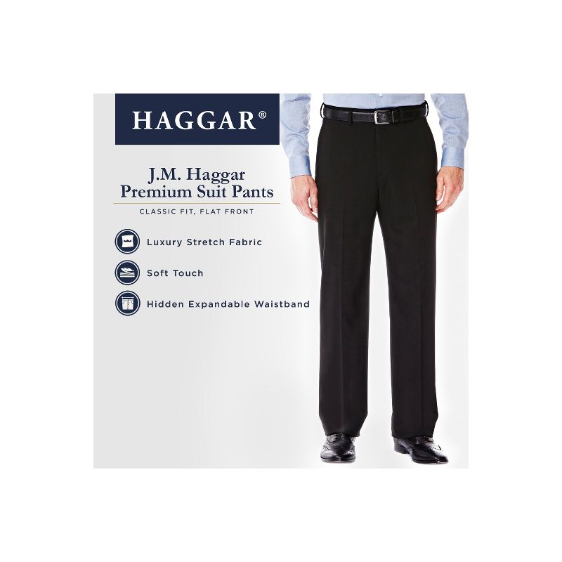 Haggar Men's J.M. Haggar Premium Stretch Classic Fit Flat Front Dress Pant, 5 of 6