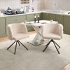 Gulches Beige Chenille 270 Swivel Upholstered Chair Metal Base Adjustable Foot Pads Home Office Dining Set of 2 - 2 of 4