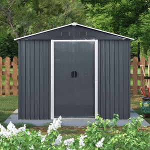 NicBex 10*8ft Outdoor Storage Shed Weatherproof Garden Shed with Sliding Door and Apex Roof for Garden, Lawn - 1 of 4