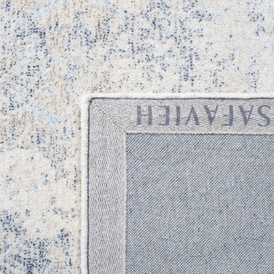 Blue and Ivory Square Hand-Tufted Wool Area Rug