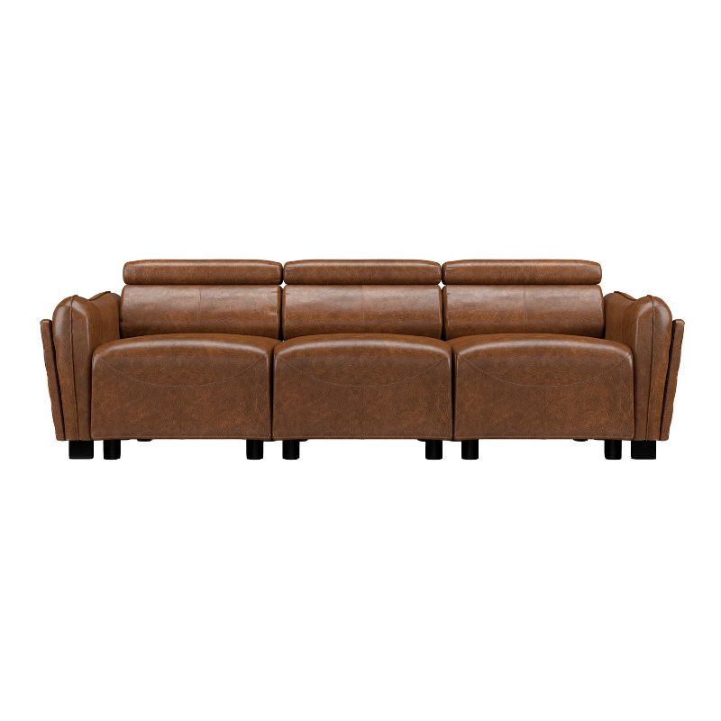HOMES: Inside + Out 101.5&#34; Nightwhisper Mid Century Modern Sofa with Adjustable Headrest Brown, 6 of 11