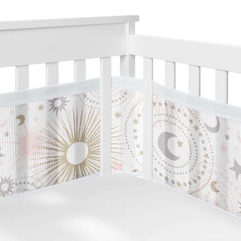 Sweet Jojo Designs Crib Bedding + BreathableBaby Breathable Mesh Liner Girl Celestial Pink Gold and Grey - 6pcs, 4 of 8