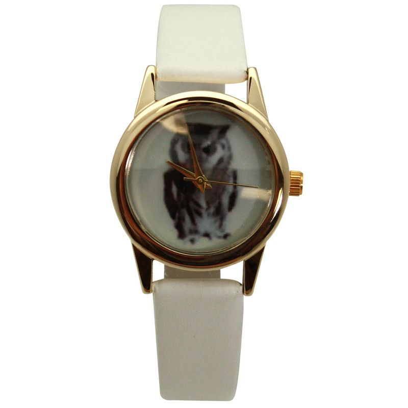 Olivia Pratt Owl Drawing Face Faux Leather Band Women Watch, 1 of 6