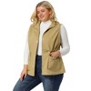 Agnes Orinda Women's Plus Size Utility Cargo Pockets Drawstring Waist Sleeveless Scrub Vests - 4 of 4
