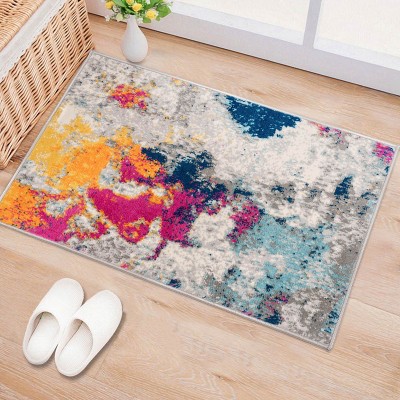 Multi-Color Abstract Synthetic 2' x 3' Area Rug