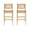 Christopher Knight Home Jamal Outdoor Rustic Rattan Weave Acacia Wood Bar Stools (Set of 2) - 2 of 4
