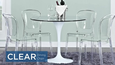 Entreat Minimalist Clear Polycarbonate Dining Side Chair