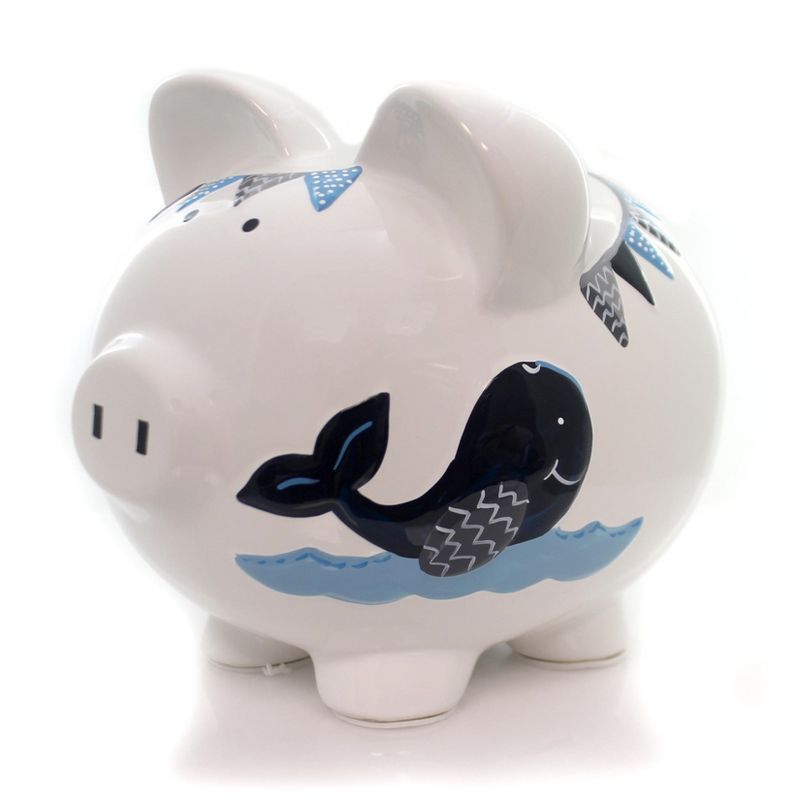 Child To Cherish 7.75 In Blue Double Whale Pig Bank Save Money Ocean Decorative Banks, 4 of 5