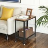 VASAGLE Side Table, 2-Tier Nightstand, End Table with Mesh Shelf, Steel Frame, Adjustable Feet Rustic Brown and Black - 2 of 4
