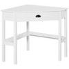Vynxaria White Corner Desk Triangle Computer Desk with Drawer Storage Shelves for Small Spaces - 2 of 4