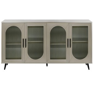 HomeRoots 60" Gold Wood And Glass Sideboard with Four Doors - 1 of 4
