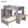 Twin over Twin Bunk Bed with Desk, Solid Wood Bunk Bed with Storage Shelves and Wardrobe, Twin Size Loft Bed with a Stand-Alone Bed - 3 of 4