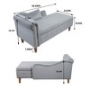 MAYEERTY Velvet Chaise Lounge, Storage Pillow Nailhead Trim Rolled Arm, Living Room Bedroom Office, Beige - 4 of 4