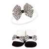 Hudson Baby Infant Girl Headband and Socks Giftset, Light Pink Leopard, One Size - 4 of 4