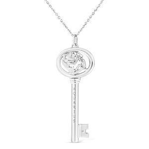 Silver Diamond Accent Zodiac Key Pendant Necklace - 1 of 4