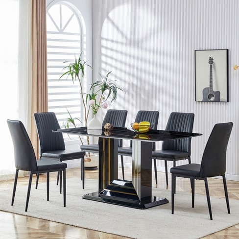 Faux black discount marble dining table