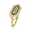 Ross-Simons 0.20 ct. t.w. Emerald and .10 ct. t.w. White Topaz Art Deco-Style Ring With Black Enamel in 18kt Gold Over Sterling Size 7 - 3 of 4