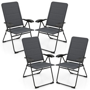 Tangkula 4PCS Patio Folding Chairs Back Adjustable Reclining Padded Garden Furniture - 1 of 4