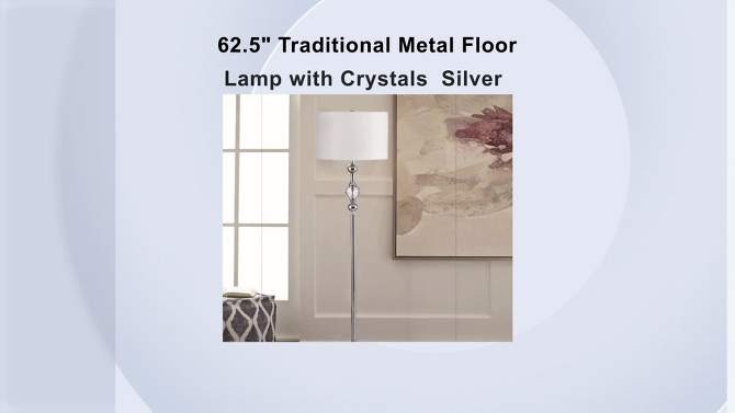 62.5&#34; Traditional Metal Floor Lamp with Crystals (Includes CFL Light Bulb) Silver - Ore International, 2 of 5, play video