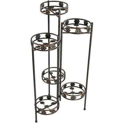 Sunnydaze Indoor/Outdoor Metal Folding Decorative 6-Tiered Potted Flower Plant Stand Display - 45" - Bronze