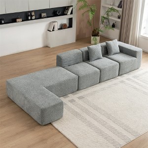 116.5" Sectional Sofa Full-compressed Sofa Couch Free-combined Sofa for Living Room - 1 of 4