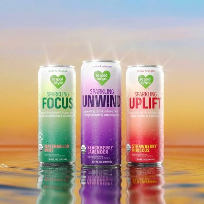 So Good So You Sparkling Focus Watermelon Mint Organic Adaptogen Drink - 8.4 fl oz