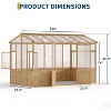 8x12 FT Wooden Greenhouse, Walk-In Garden Greenhouse with Polycarbonate Panels, Lockable Door & Ventilation Window for Backyard, Heavy Duty - 4 of 4