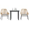 vidaXL Patio Dining Set with Cushions Garden Table and Chairs Poly Rattan Glass - Brown 31.5" x 31.5" x 29.1" 2 Items - 2 of 4