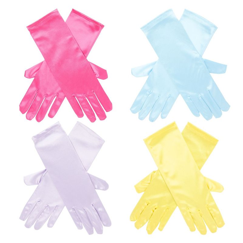 Juvale 4 Pairs of Satin Princess Gloves For Little Girls Dress Up Costumes, Tea Party, Birthday, Wedding, Pageant (4 Colors), 4 of 9