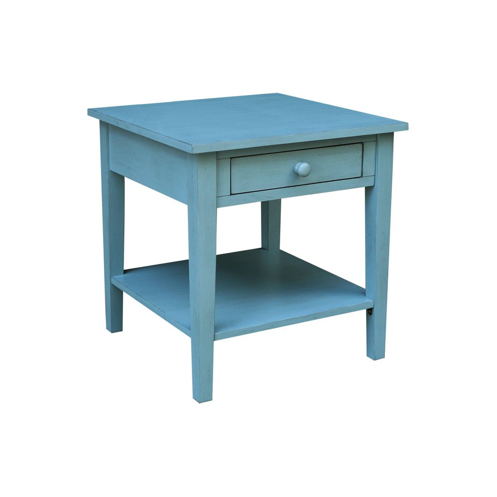 Photos - Coffee Table Spencer End Table Antique Ocean Blue - International Concepts