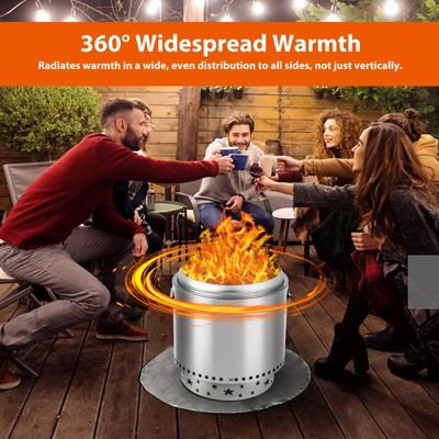 Smokeless Fire Pit for Outside, 16.5" Stainless Steel Fire Pit with Air Switch, Portable Fire Pit, Outdoor Firepit for Camping, Garden, Patio