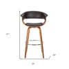 HomeRoots 31" Brown Faux Leather And Solid Wood Swivel Low Back Bar Height Bar Chair - 3 of 4