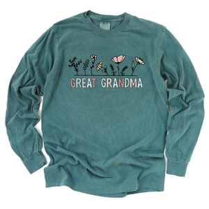 Simply Sage Market Great Grandma Flowers Garment Dyed Long Sleeve - 1 of 4
